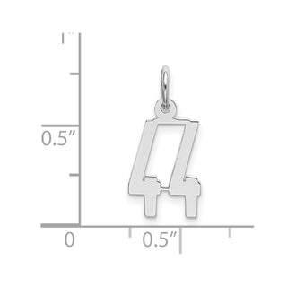 Sterling Silver Rhodium-plated Small Elongated Polished Number 44 Charm