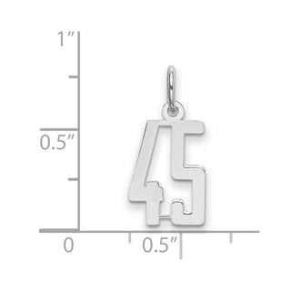 Sterling Silver Rhodium-plated Small Elongated Polished Number 45 Charm