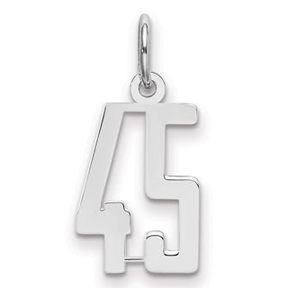 Sterling Silver Rhodium-plated Small Elongated Polished Number 45 Charm