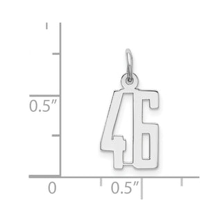 Sterling Silver Rhodium-plated Small Elongated Polished Number 46 Charm