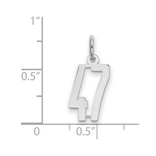 Sterling Silver Rhodium-plated Small Elongated Polished Number 47 Charm