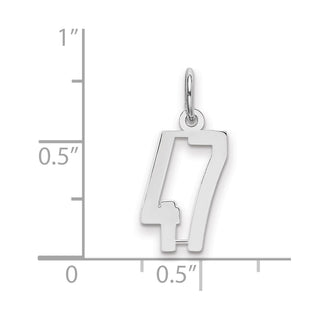 Sterling Silver Rhodium-plated Small Elongated Polished Number 47 Charm