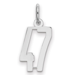 Sterling Silver Rhodium-plated Small Elongated Polished Number 47 Charm