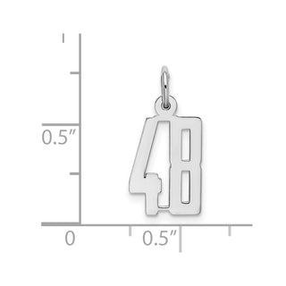 Sterling Silver Rhodium-plated Small Elongated Polished Number 48 Charm