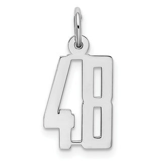 Sterling Silver Rhodium-plated Small Elongated Polished Number 48 Charm
