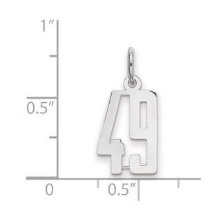 Sterling Silver Rhodium-plated Small Elongated Polished Number 49 Charm
