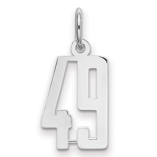 Sterling Silver Rhodium-plated Small Elongated Polished Number 49 Charm