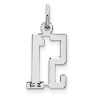 Sterling Silver Rhodium-plated Small Elongated Polished Number 51 Charm