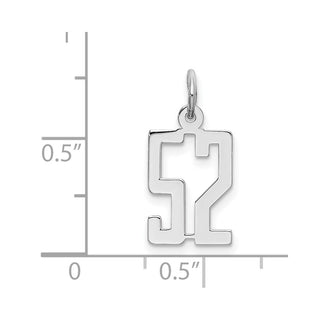 Sterling Silver Rhodium-plated Small Elongated Polished Number 52 Charm