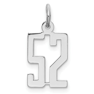 Sterling Silver Rhodium-plated Small Elongated Polished Number 52 Charm