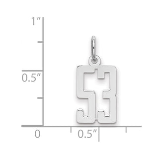 Sterling Silver Rhodium-plated Small Elongated Polished Number 53 Charm