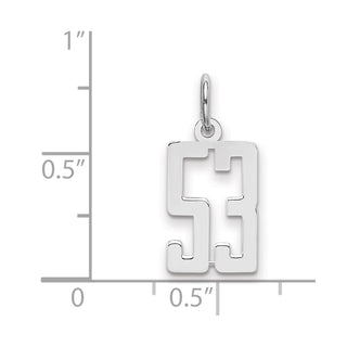 Sterling Silver Rhodium-plated Small Elongated Polished Number 53 Charm
