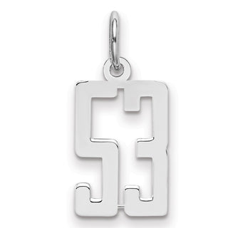 Sterling Silver Rhodium-plated Small Elongated Polished Number 53 Charm