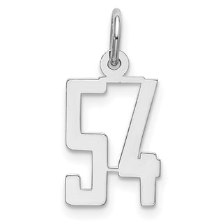 Sterling Silver Rhodium-plated Small Elongated Polished Number 54 Charm