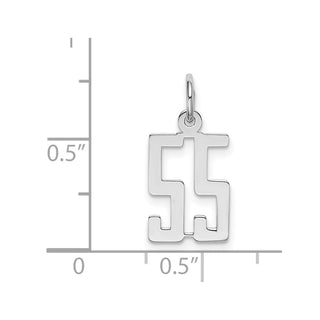 Sterling Silver Rhodium-plated Small Elongated Polished Number 55 Charm