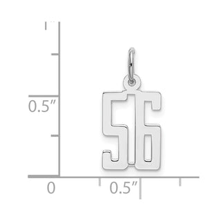 Sterling Silver Rhodium-plated Small Elongated Polished Number 56 Charm