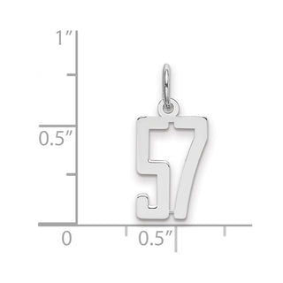 Sterling Silver Rhodium-plated Small Elongated Polished Number 57 Charm