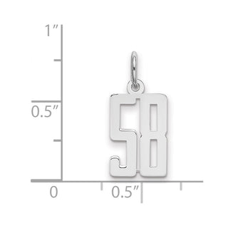 Sterling Silver Rhodium-plated Small Elongated Polished Number 58 Charm
