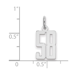 Sterling Silver Rhodium-plated Small Elongated Polished Number 58 Charm