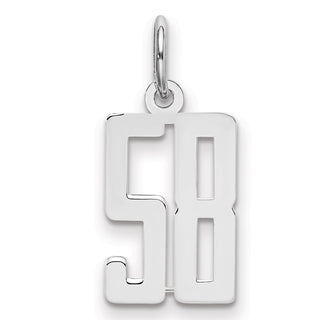 Sterling Silver Rhodium-plated Small Elongated Polished Number 58 Charm