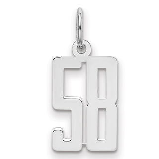Sterling Silver Rhodium-plated Small Elongated Polished Number 58 Charm
