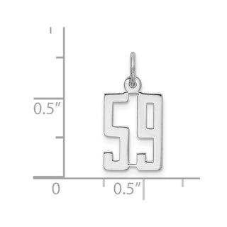 Sterling Silver Rhodium-plated Small Elongated Polished Number 59 Charm