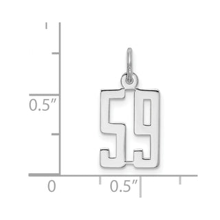 Sterling Silver Rhodium-plated Small Elongated Polished Number 59 Charm