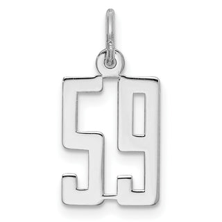 Sterling Silver Rhodium-plated Small Elongated Polished Number 59 Charm