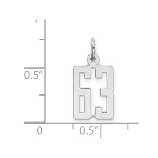 Sterling Silver Rhodium-plated Small Elongated Polished Number 63 Charm