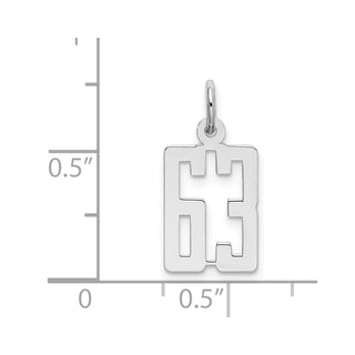 Sterling Silver Rhodium-plated Small Elongated Polished Number 63 Charm