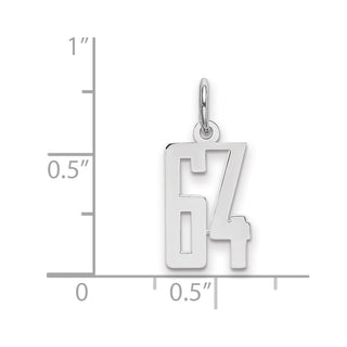 Sterling Silver Rhodium-plated Small Elongated Polished Number 64 Charm