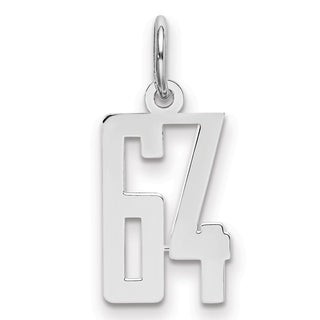Sterling Silver Rhodium-plated Small Elongated Polished Number 64 Charm