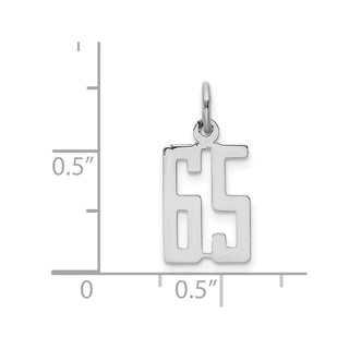 Sterling Silver Rhodium-plated Small Elongated Polished Number 65 Charm