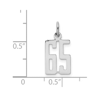 Sterling Silver Rhodium-plated Small Elongated Polished Number 65 Charm