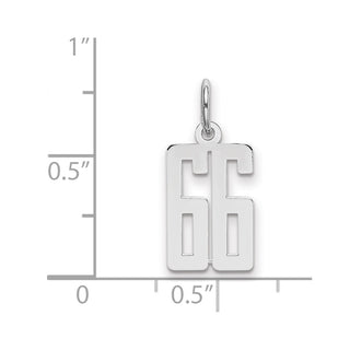 Sterling Silver Rhodium-plated Small Elongated Polished Number 66 Charm