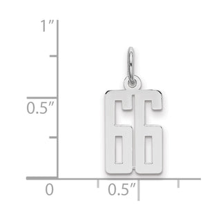 Sterling Silver Rhodium-plated Small Elongated Polished Number 66 Charm