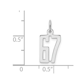 Sterling Silver Rhodium-plated Small Elongated Polished Number 67 Charm