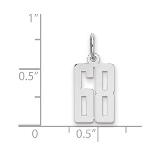 Sterling Silver Rhodium-plated Small Elongated Polished Number 68 Charm