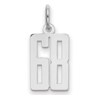 Sterling Silver Rhodium-plated Small Elongated Polished Number 68 Charm