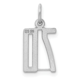 Sterling Silver Rhodium-plated Small Elongated Polished Number 70 Charm