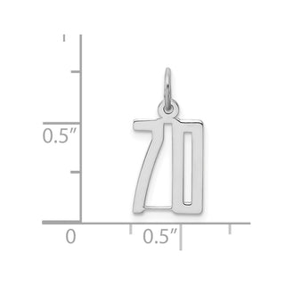 Sterling Silver Rhodium-plated Small Elongated Polished Number 70 Charm