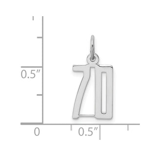 Sterling Silver Rhodium-plated Small Elongated Polished Number 70 Charm