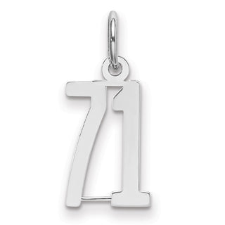 Sterling Silver Rhodium-plated Small Elongated Polished Number 71 Charm