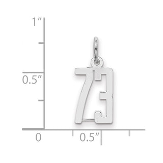 Sterling Silver Rhodium-plated Small Elongated Polished Number 73 Charm