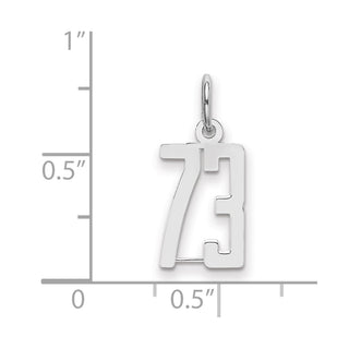 Sterling Silver Rhodium-plated Small Elongated Polished Number 73 Charm