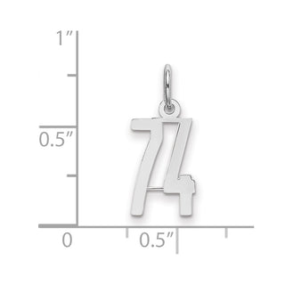Sterling Silver Rhodium-plated Small Elongated Polished Number 74 Charm
