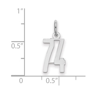 Sterling Silver Rhodium-plated Small Elongated Polished Number 74 Charm