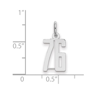 Sterling Silver Rhodium-plated Small Elongated Polished Number 76 Charm