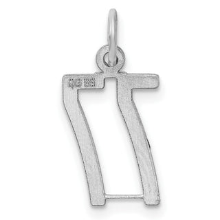Sterling Silver Rhodium-plated Small Elongated Polished Number 77 Charm
