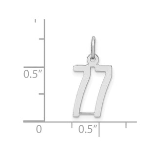 Sterling Silver Rhodium-plated Small Elongated Polished Number 77 Charm
